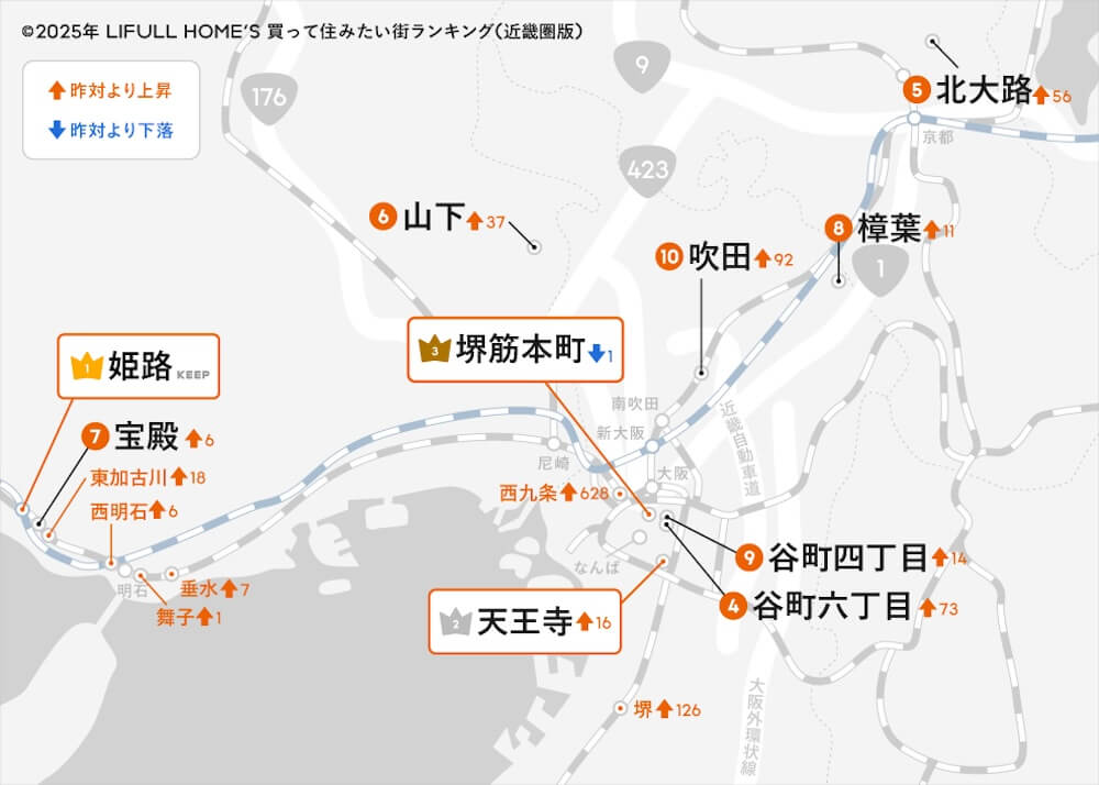 買って住みたい街ランキング 近畿 2025 地図