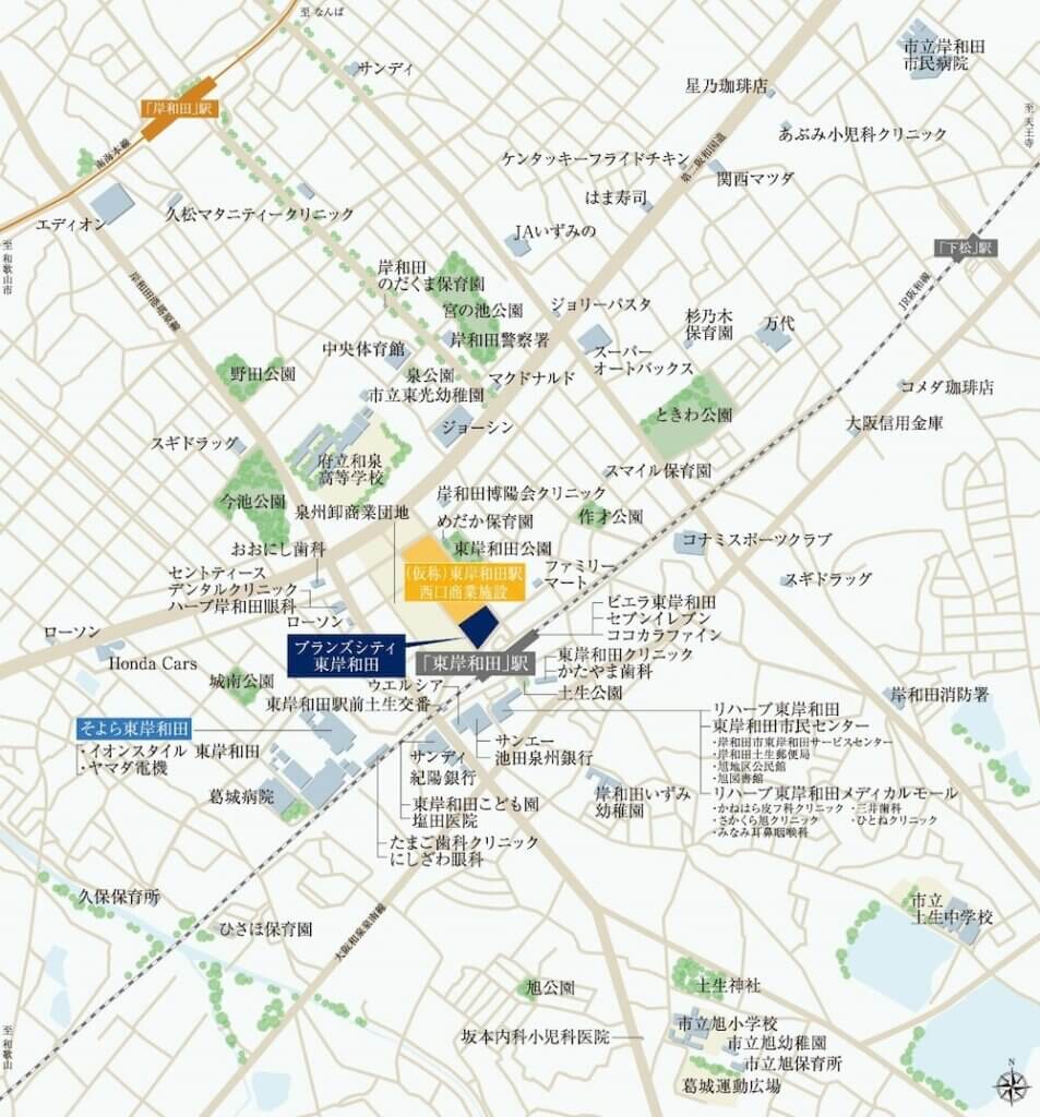 『ブランズシティ東岸和田』の周辺地図